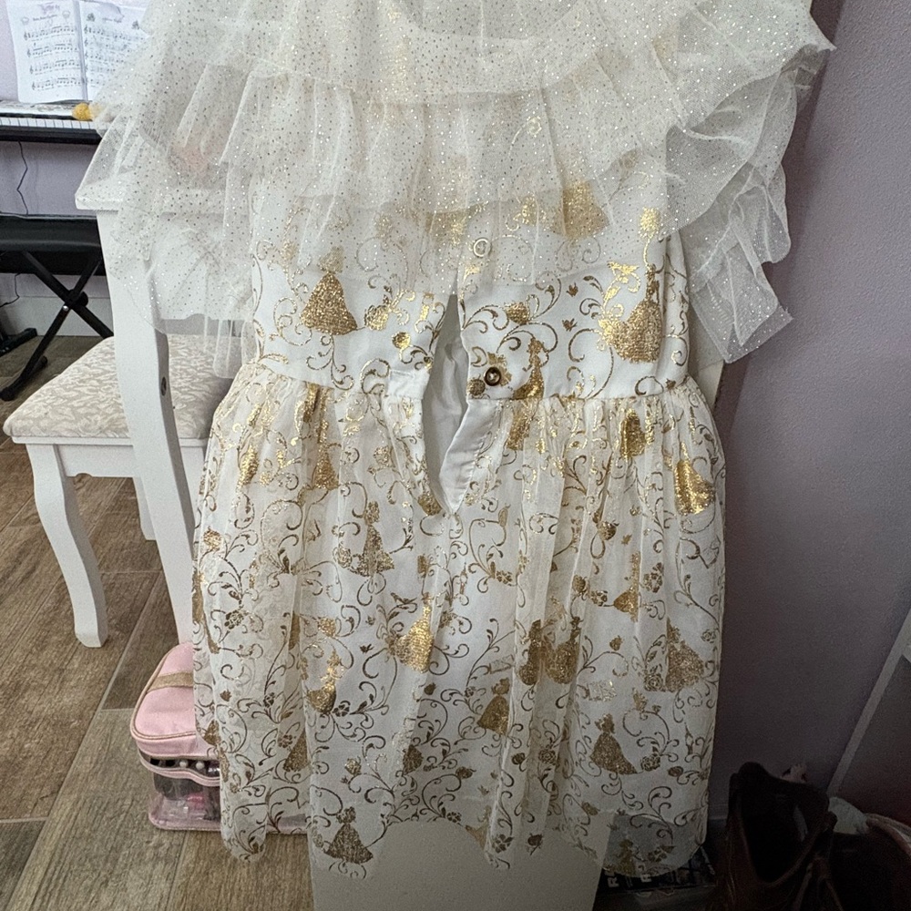 Disney Gold and White Formal Kids Dress